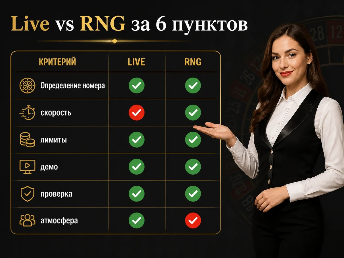 Live vs RNG за 6 пунктов: Определение номера, скорость, лимиты, демо, проверка, атмосфера